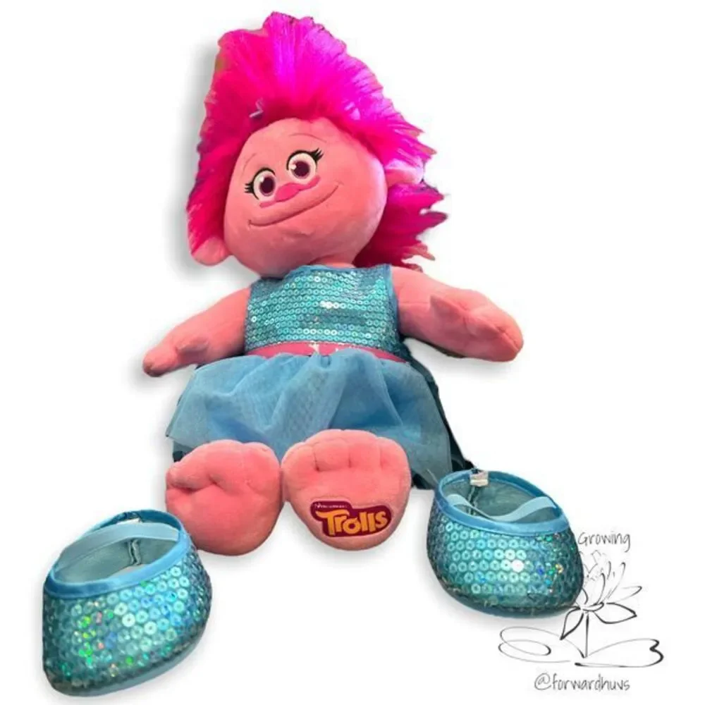 Princess Poppy Trolls Build a Bear Plush with Blue Sequins Dress & Shoes